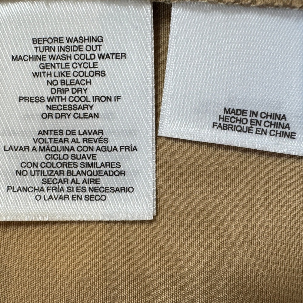 Anne Klein Coffee Cream Tie Front Satin Blouse Long Sleeve V-Neck Top Medium NEW - Picture 12 of 15